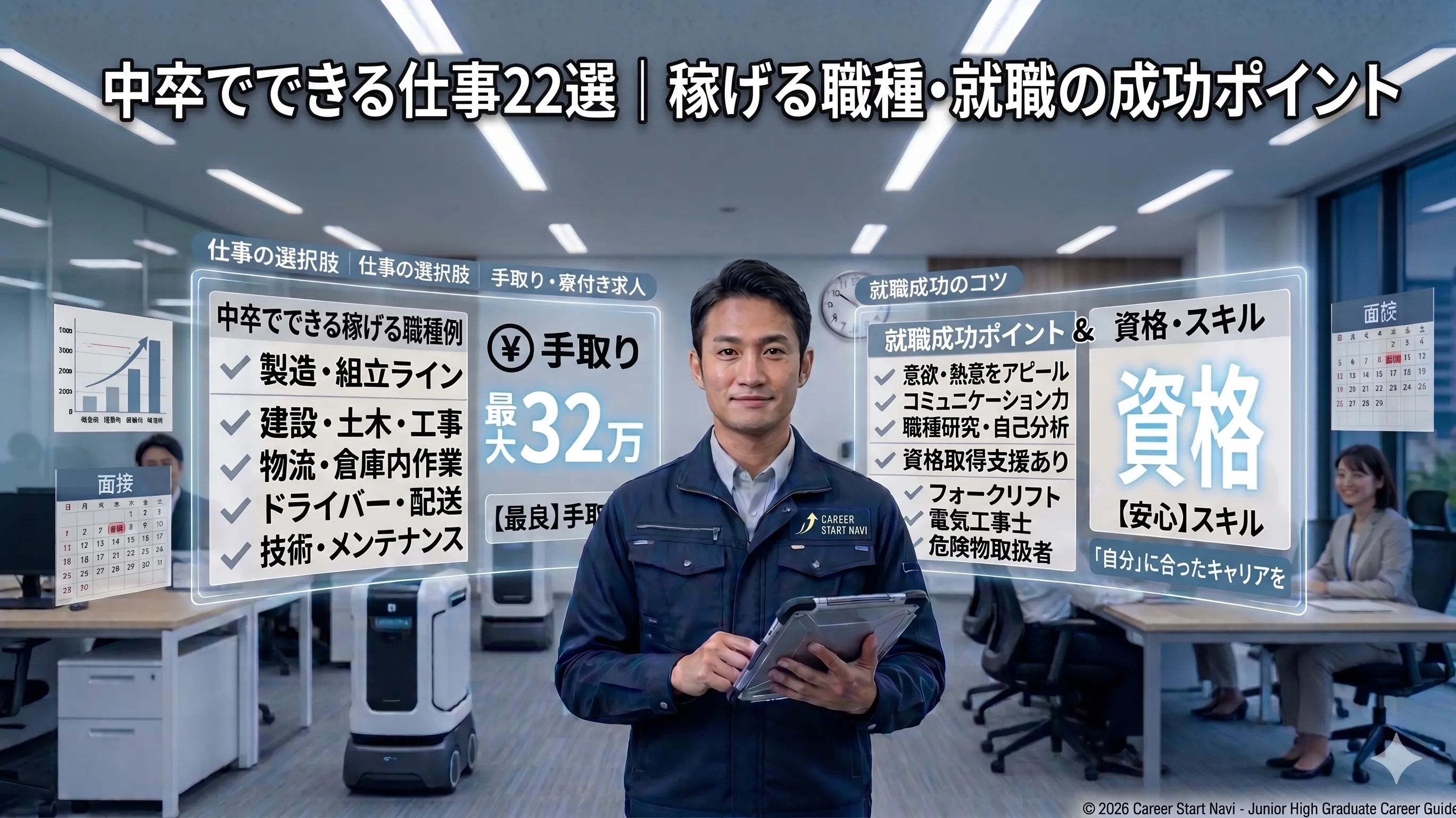 中卒でできる仕事22選｜稼げる職種・就職の成功ポイント