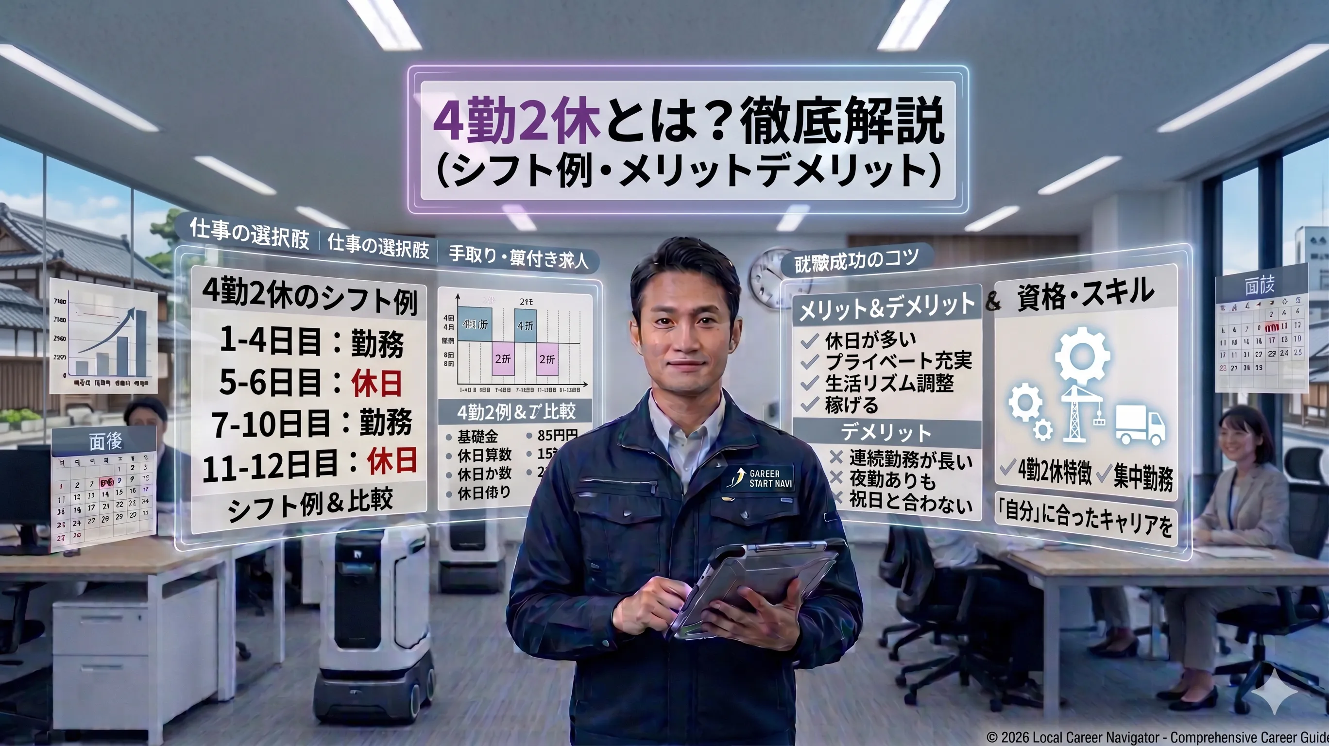4勤2休とは?シフト例・メリットデメリットとの違いなどを徹底解説