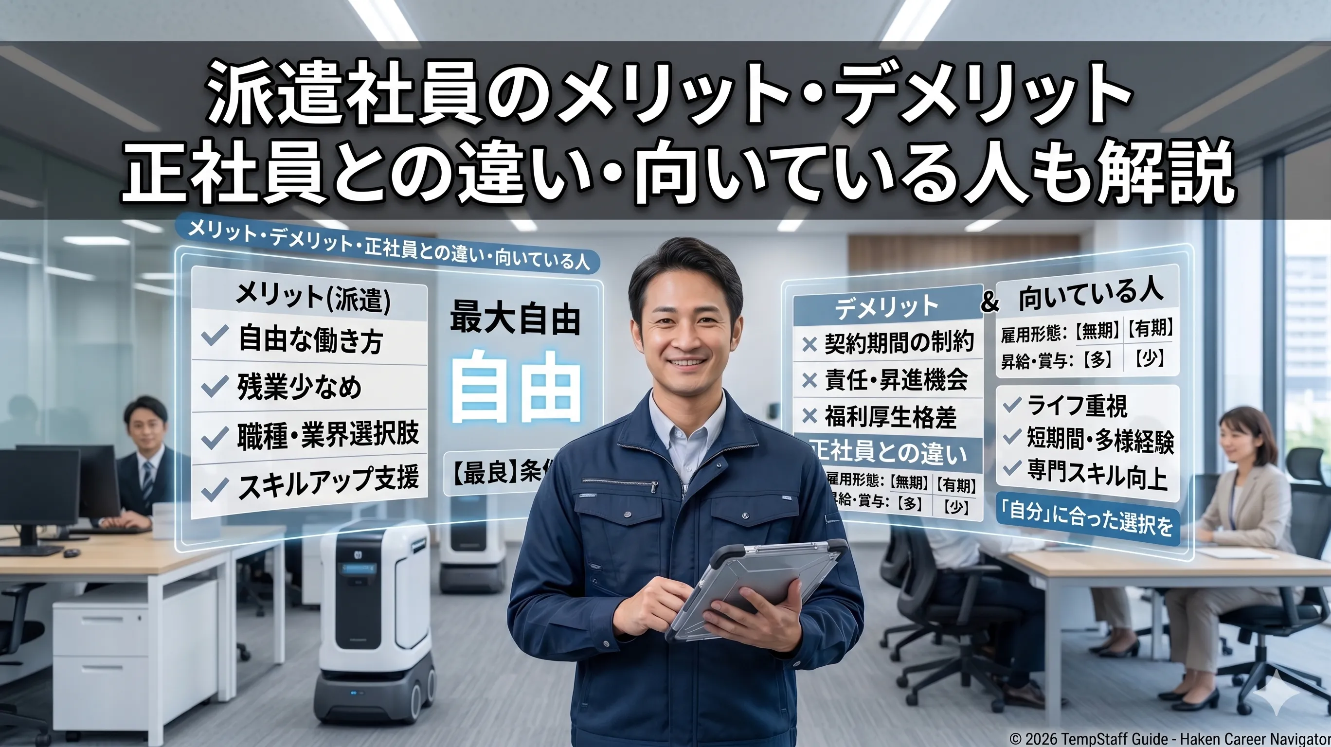 派遣社員のメリット・デメリット｜正社員との違い・向いている人も解説