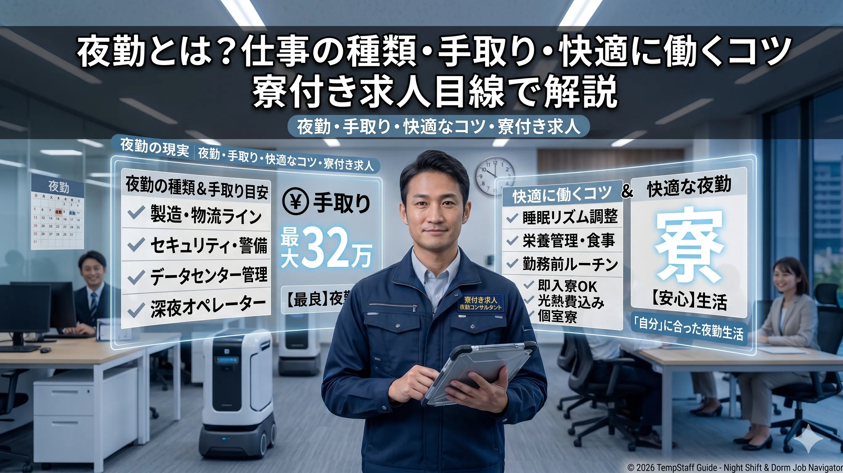 夜勤とは?仕事の種類・手取り・快適に働くコツを寮付き求人目線で解説